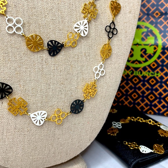 NWOT 2 PC Tory Burch Long/Doubled Necklace & Bracelet Set - Picture 2 of 8